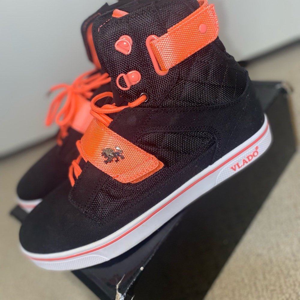 Vlado Men's High-Top Sneakers - Black and Orange